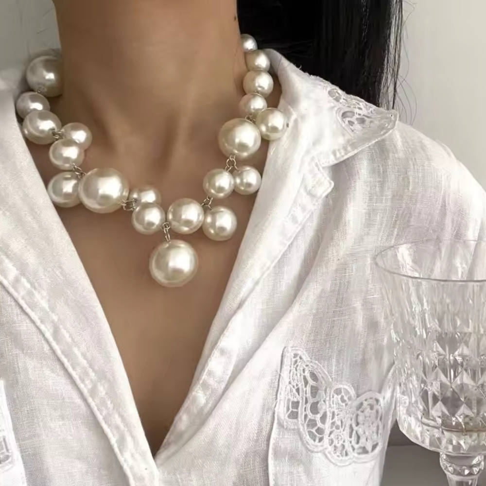 Imitation Pearl Women's Necklace Big Pearls Beads Choker Necklaces Party